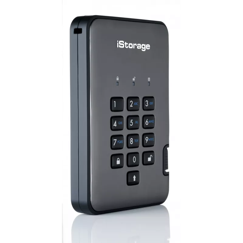 iStorage diskAshur PRO² HDD 500GB | Saugus nešiojamasis kietasis diskas | FIPS 140-2 Level 2, NCSC CPA, NLNCSA BSPA & NATO Restricted | AES-XTS 256-bit aparatinė šifravimo sistema | PIN apsaugotas | Nepriklausomas nuo OS ir platformos | GDPR, TAA atitinkantis | Apsauga nuo brutalios jėgos atakų | Atsparus dulkėms ir vandeniui