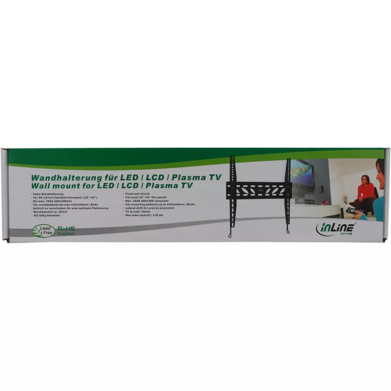 InLine sieninis laikiklis TFT / LED / plazminiams televizoriams 81–140 cm, 32–55 col., maks. 50 kg