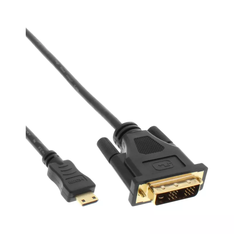“InLine” Mini-HDMI į DVI kabelis, HDMI C kištukas į DVI 18+1 kištuką, paauksuotas, 2 m