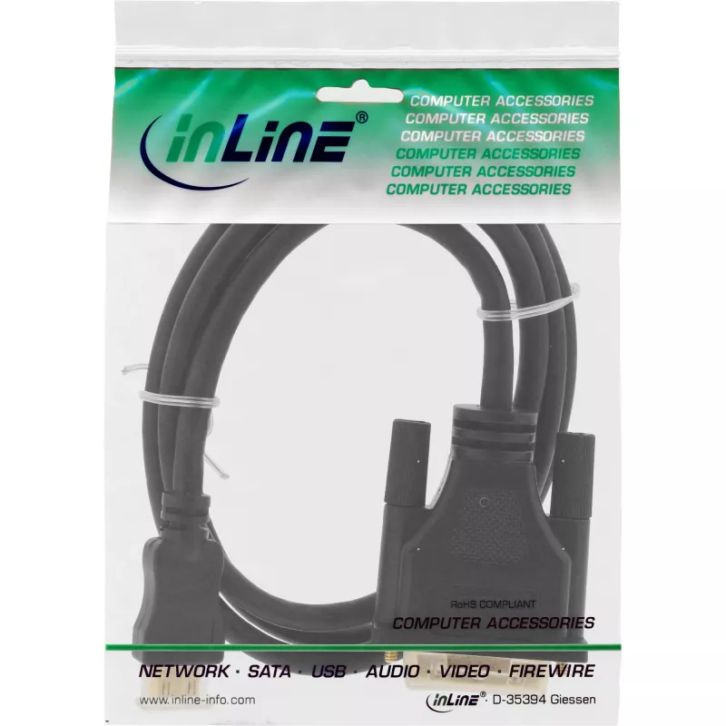 “InLine” Mini-HDMI į DVI kabelis, HDMI C kištukas į DVI 18+1 kištuką, paauksuotas, 2 m