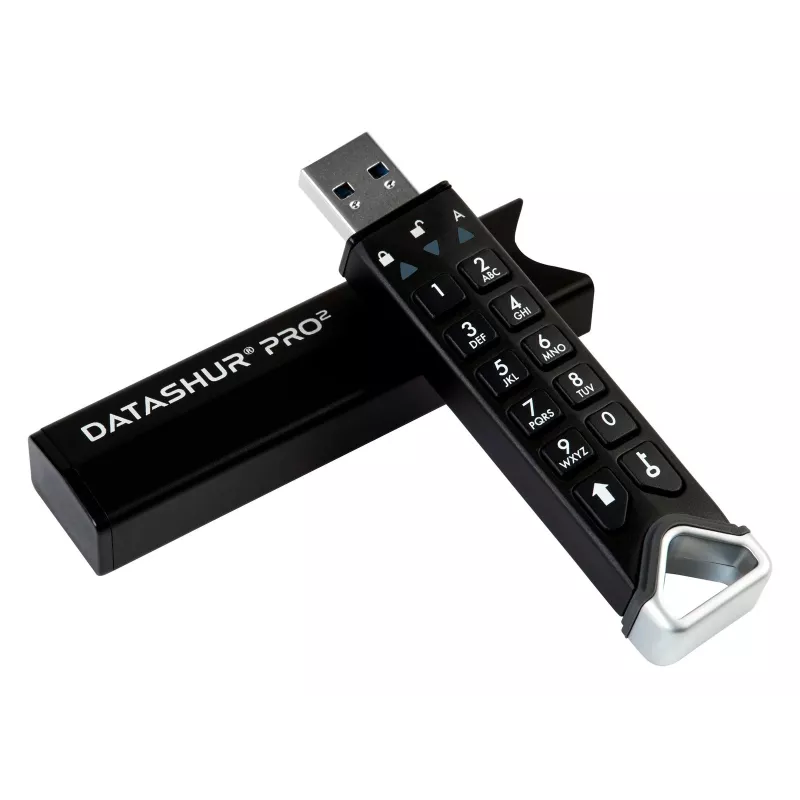 iStorage datAshur PRO2 128 GB | Saugi USB atmintinė | FIPS 140-2 3 lygio sertifikuota | AES-XTS 256 bitų aparatinė šifravimo sistema | Apsaugota slaptažodžiu | Atspari dulkėms ir vandeniui |