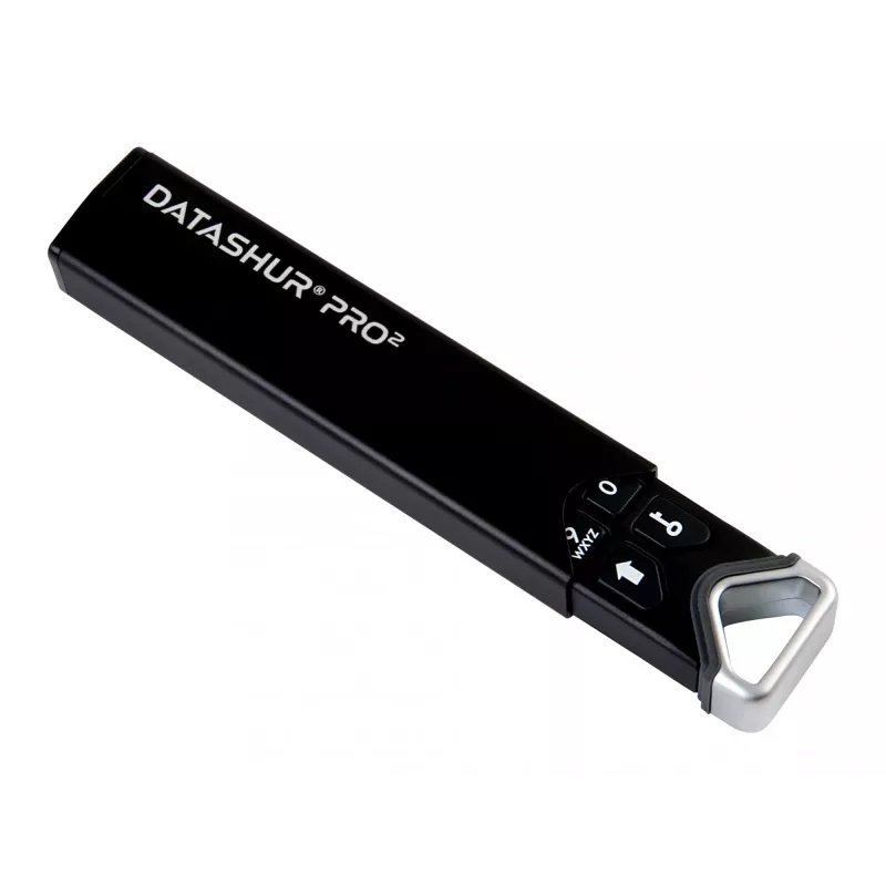 iStorage datAshur PRO2 128 GB | Saugi USB atmintinė | FIPS 140-2 3 lygio sertifikuota | AES-XTS 256 bitų aparatinė šifravimo sistema | Apsaugota slaptažodžiu | Atspari dulkėms ir vandeniui |