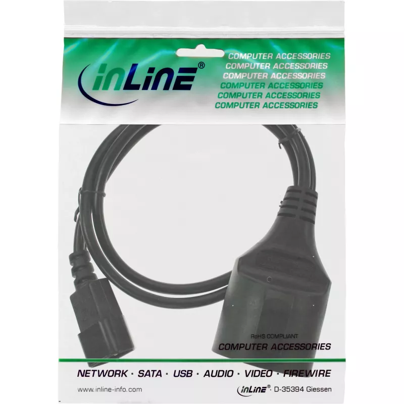 InLine maitinimo laidas, C14 į Schutkontakt lizdą, juodas, 3 m