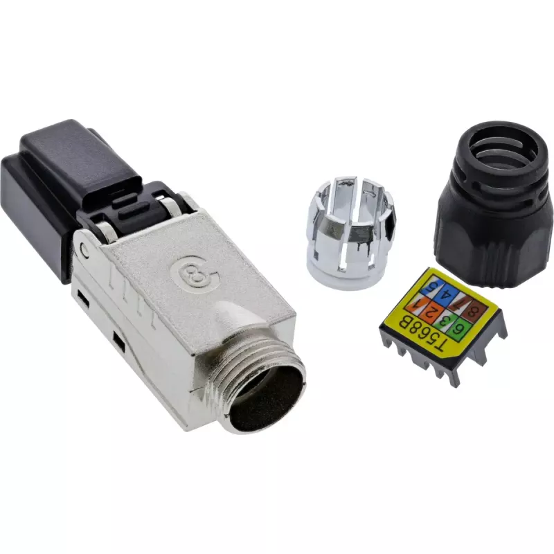 „InLine“ RJ45 kištukas Cat.8.1 2000 MHz, montuojamas vietoje, ekranuotas, su užsukamu gaubteliu