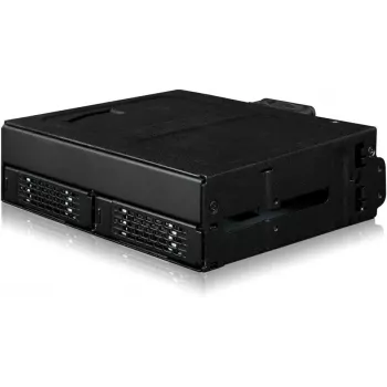 U.2 į SlimSAS NVMe adapterio korpusas, icy dock ToughArmor MB105VP-B, PCIe 4.0, palaiko 2x 2,5 colio diskus, 1x 5,25 colio nišą