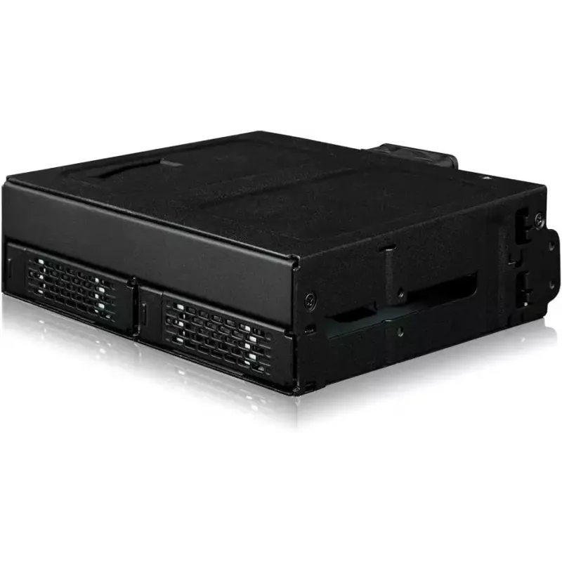 U.2 į SlimSAS NVMe adapterio korpusas, icy dock ToughArmor MB105VP-B, PCIe 4.0, palaiko 2x 2,5 colio diskus, 1x 5,25 colio nišą