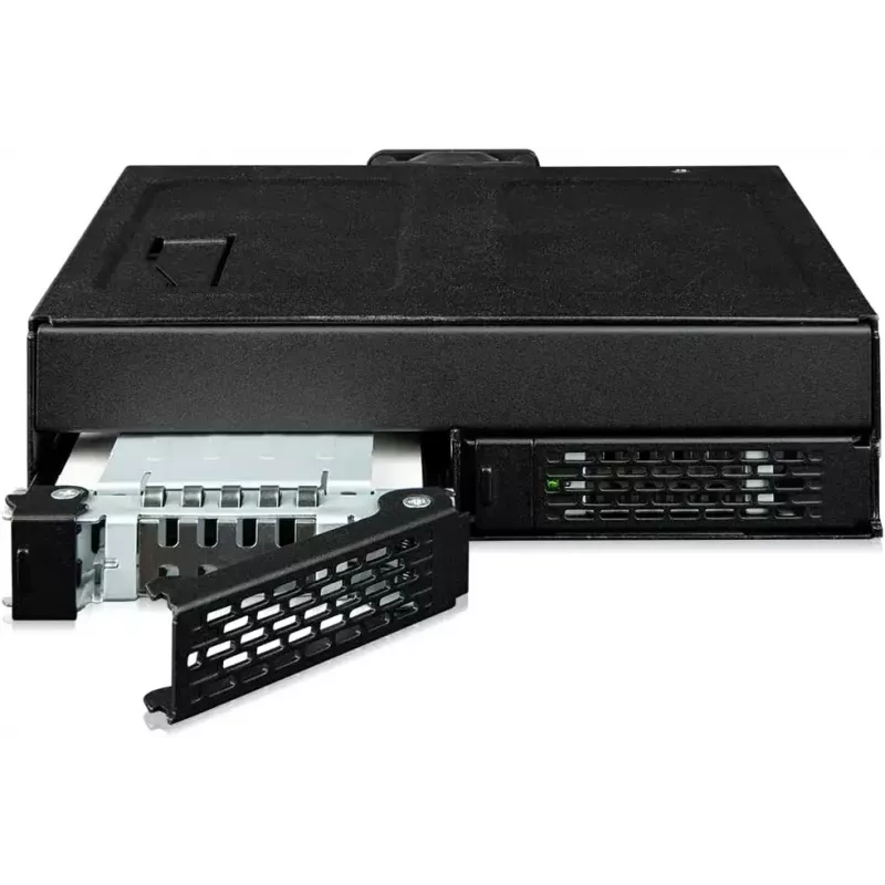 U.2 į SlimSAS NVMe adapterio korpusas, icy dock ToughArmor MB105VP-B, PCIe 4.0, palaiko 2x 2,5 colio diskus, 1x 5,25 colio nišą