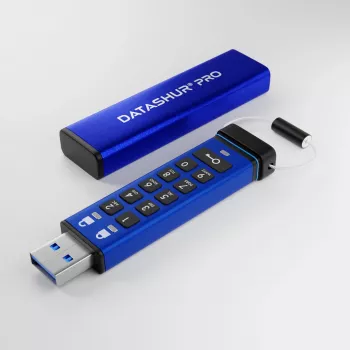 USB atmintinė iStorage datAshur Pro USB3 256GB su AES 256 bitų aparatine šifravimo apsauga