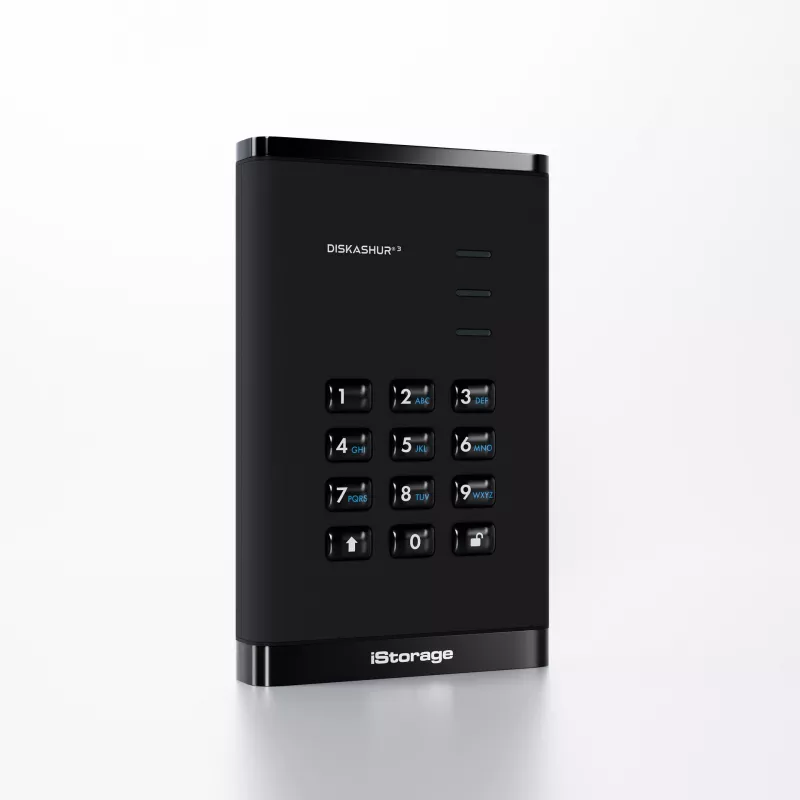 iStorage diskAshur³ 2TB juoda | Saugus nešiojamasis standusis diskas | | FIPS 140-3 3 lygio atitiktis | Bendrieji kriterijai EAL 5+ | PIN apsaugotas | AES-XTS 256 bitų aparatinė šifravimas | BDAR, TAA atitinka | Atsparus dulkėms/vandeniui |