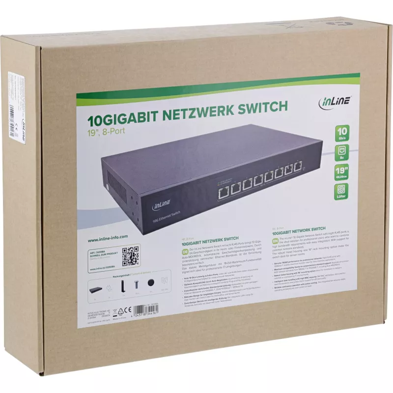 InLine 32308A tinklo jungiklis Nevaldomas 10G Ethernet (100/1000/10000) Juoda