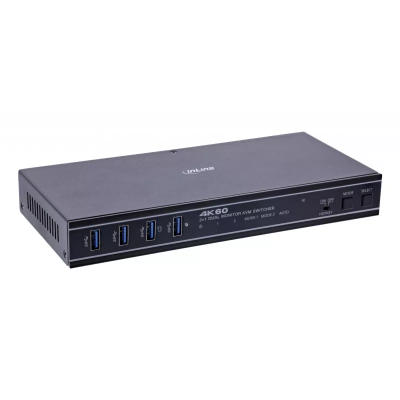 InLine 57885G KVM jungiklis montavimui į stelažą, juodas