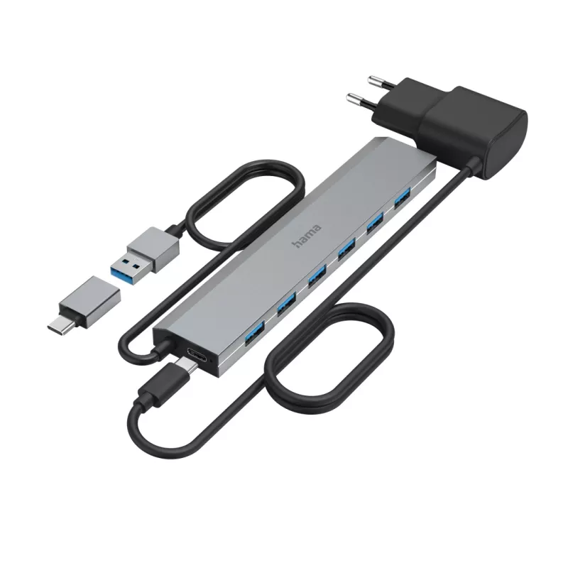 Hama 00200137 sąsajos šakotuvas USB 3.2 Gen 1 (3.1 Gen 1) Type-A + Type-C 5000 Mbit/s antracito spalvos