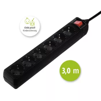 Hama 137265 maitinimo ilgintuvas 3 m 6 kintamosios srovės lizdų (-ai) Vidinis Juoda