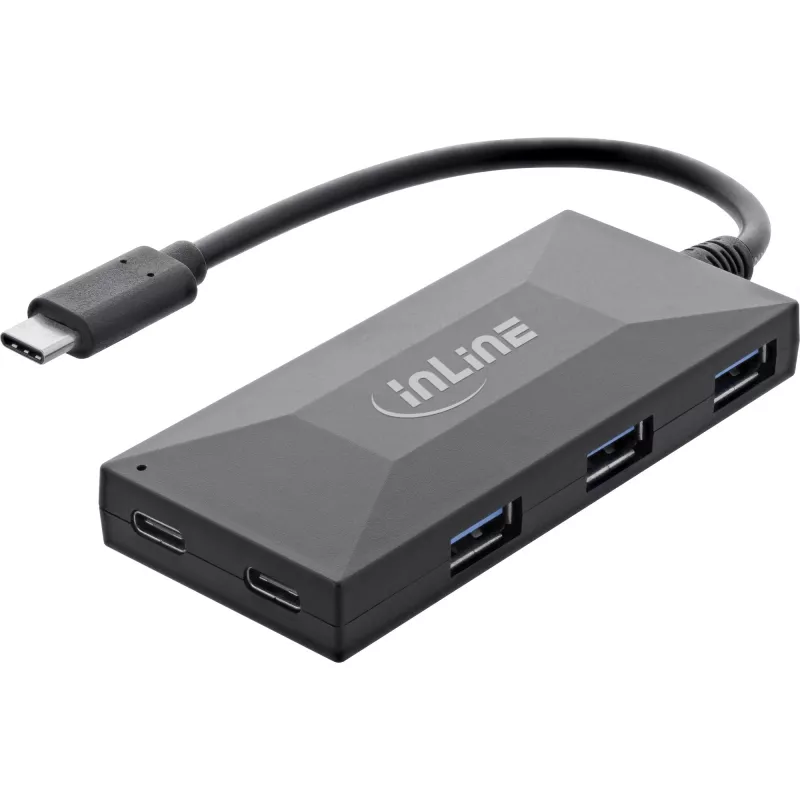 InLine USB 3.2 Gen.1 šakotuvas, USB-C į 2 USB-C ir 3 USB-A prievadus, be maitinimo bloko