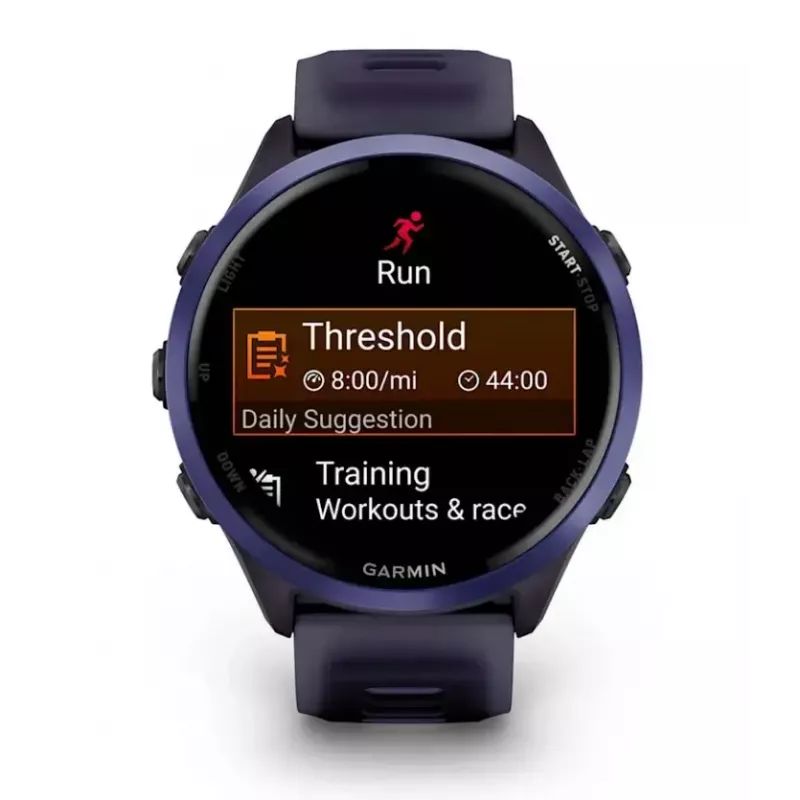 Išmanusis laikrodis GARMIN Forerunner 570 47 mm — 1,4 colio AMOLED 454×454, jutiklinis ekranas, „Wi‑Fi“, GPS, 8 GB, violetinis, 50 g