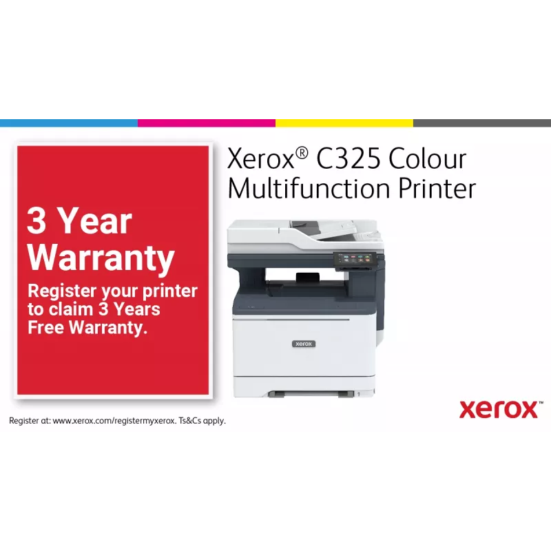 Xerox C325 A4 33ppm belaidis dvipusis kopijavimas/spausdinimas/nuskaitymas/faksas PS3 PCL5e/6 2 padėklai iš viso 251 lapas