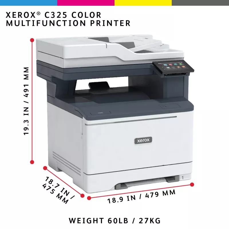 Xerox C325 A4 33ppm belaidis dvipusis kopijavimas/spausdinimas/nuskaitymas/faksas PS3 PCL5e/6 2 padėklai iš viso 251 lapas