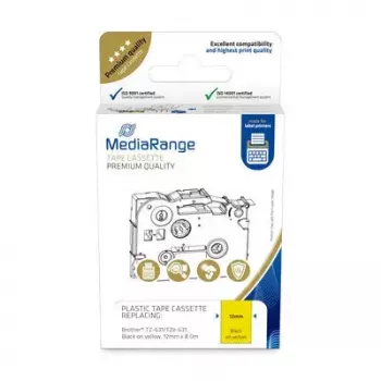 Plastikinės juostos kasetė MediaRange TZ-631 12 mm juoda ant geltono