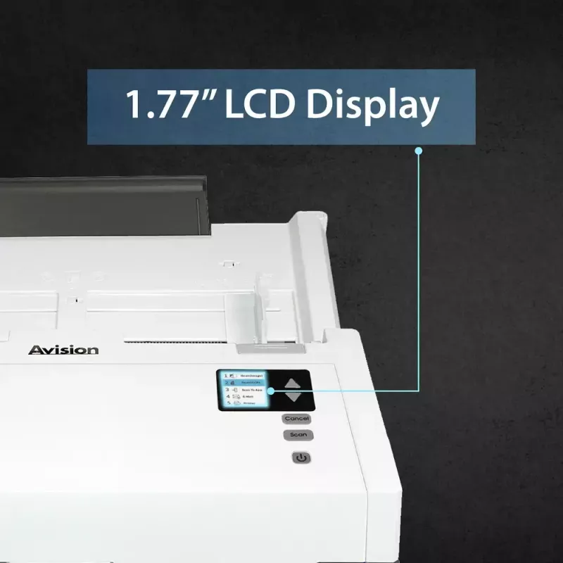 ADF skaitytuvas Avision AD345GN — A4, 1200 x 1200 DPI, dvipusis, 100 lapų ADF, CIS, baltas