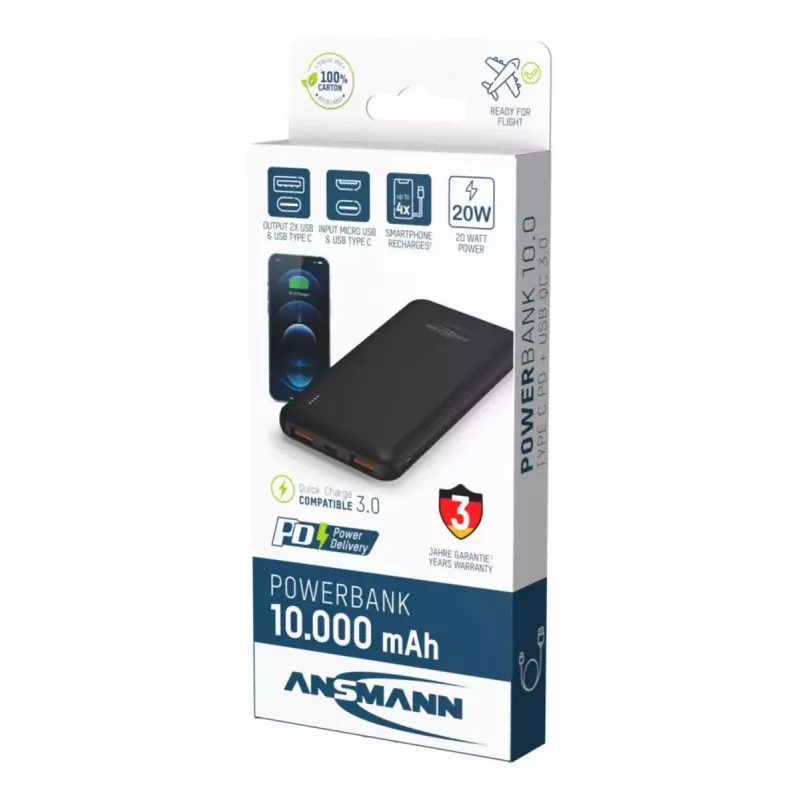 Nešiojama baterija Ansmann PB320PD 10000 mAh