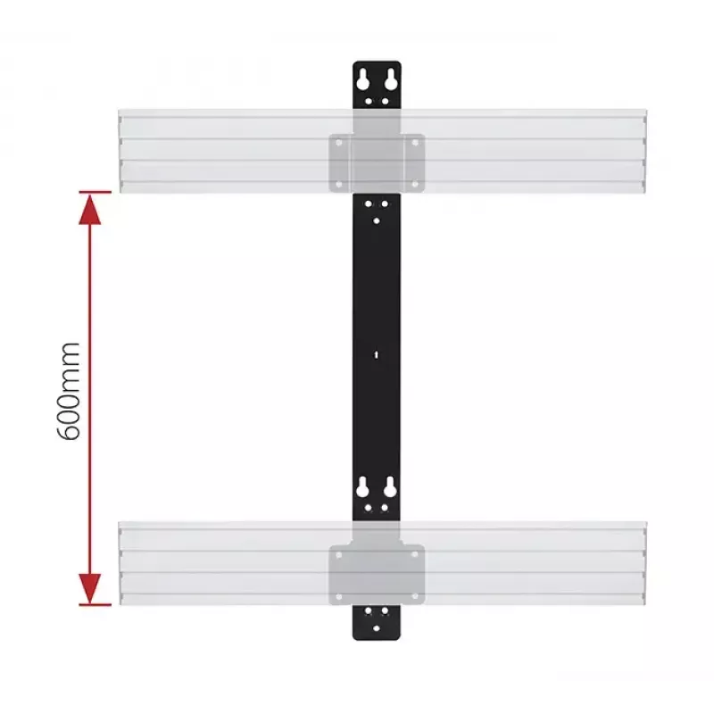 B-Tech SYSTEM X - dvigubas bėgelio tvirtinimo laikiklis, skirtas BT8390 - 19 mm nuo sienos