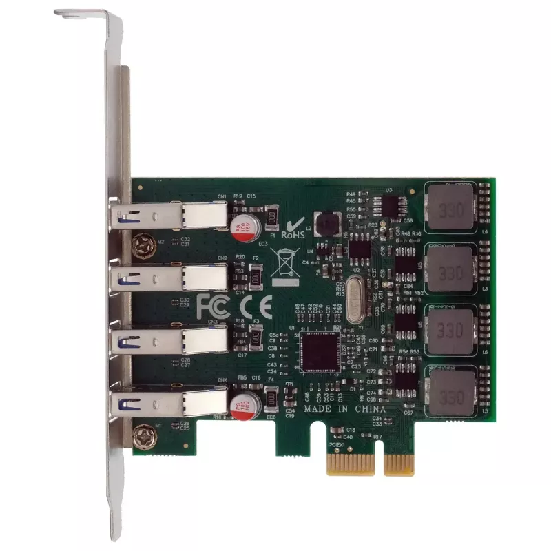 EXSYS 4 prievadų USB 3.2 Gen 1 PCIe plokštė su autonominiu maitinimu 3A Renesas
