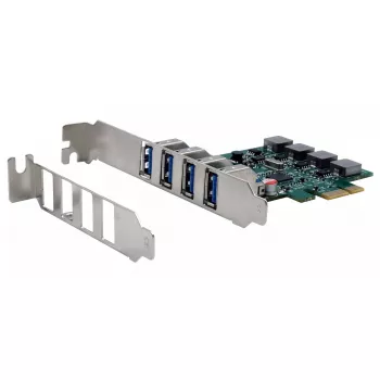 EXSYS 4 prievadų USB 3.2 Gen 1 PCIe plokštė su autonominiu maitinimu 3A Renesas