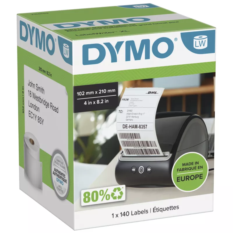 DYMO spausdintuvo etiketė 2166659 Balta Universali Stačiakampė 10,2x21 cm