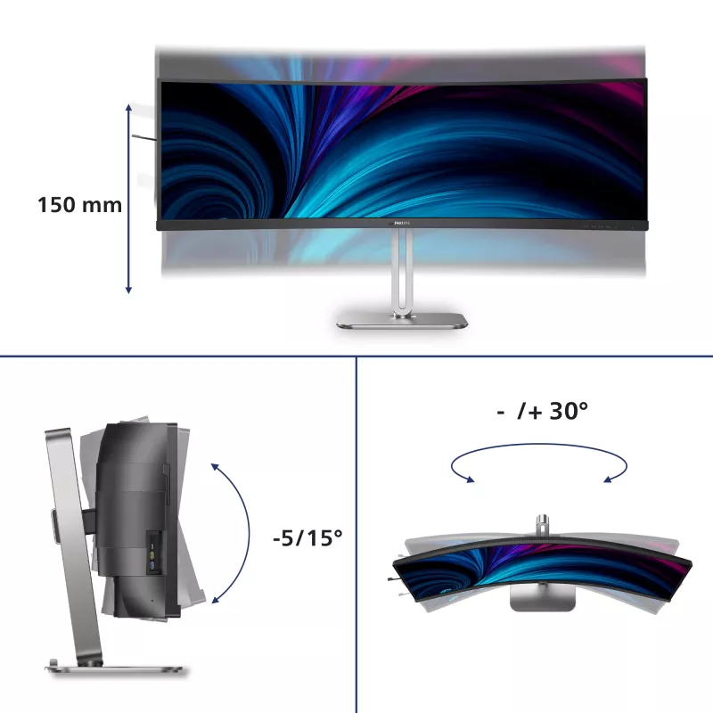 Philips 5000 serijos 49B2U5900C/00 kompiuterio monitorius 124 cm (48,8 colio) 5120 x 1440 pikselių Dual QHD LCD juodas