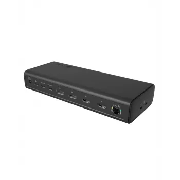 ICY BOX DockingStation 17-in-1, šeši vaizdo išėjimai, laidinis, USB 3.2 Gen 2 (3.1 Gen 2) Type-C, 140 W, 3,5 mm, 10,100,1000,2500 Mbit/s, juoda