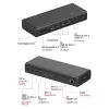ICY BOX DockingStation 17-in-1, šeši vaizdo išėjimai, laidinis, USB 3.2 Gen 2 (3.1 Gen 2) Type-C, 140 W, 3,5 mm, 10,100,1000,2500 Mbit/s, juoda