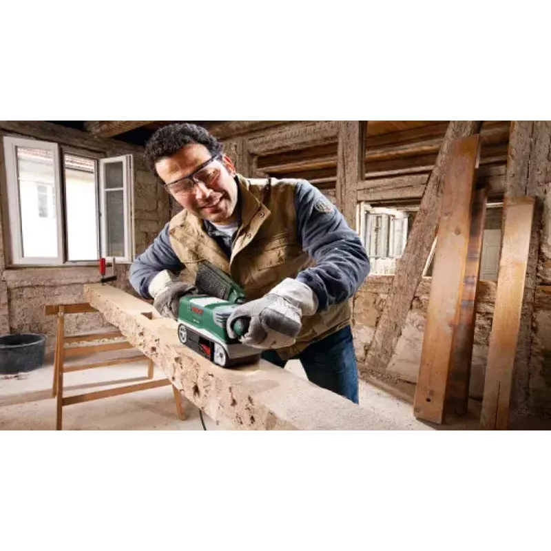 Bosch PBS 75 AE Set juostinis šlifuoklis žalias, pilkas 750 W