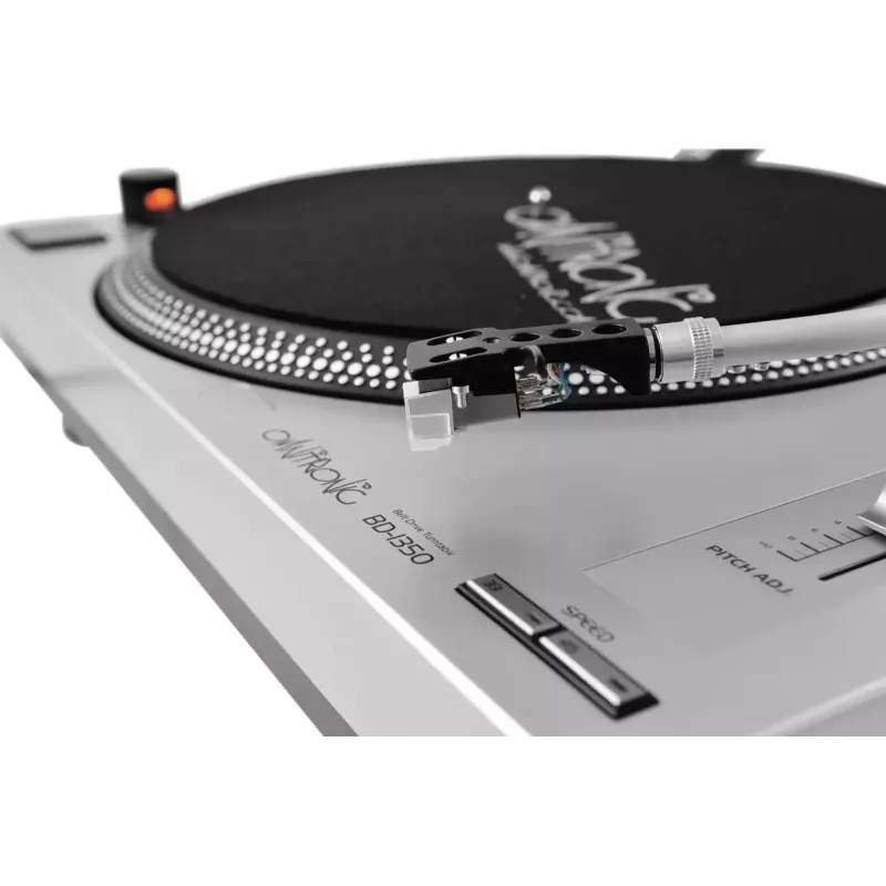 Diržinės pavaros DJ patefonas Omnitronic BD-1350 sidabrinis