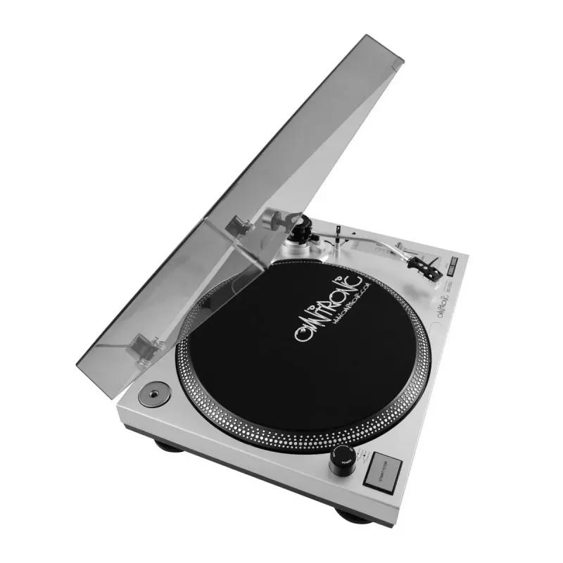 Diržinės pavaros DJ patefonas Omnitronic BD-1350 sidabrinis