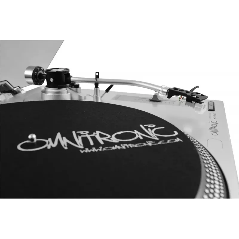 Diržinės pavaros DJ patefonas Omnitronic BD-1350 sidabrinis