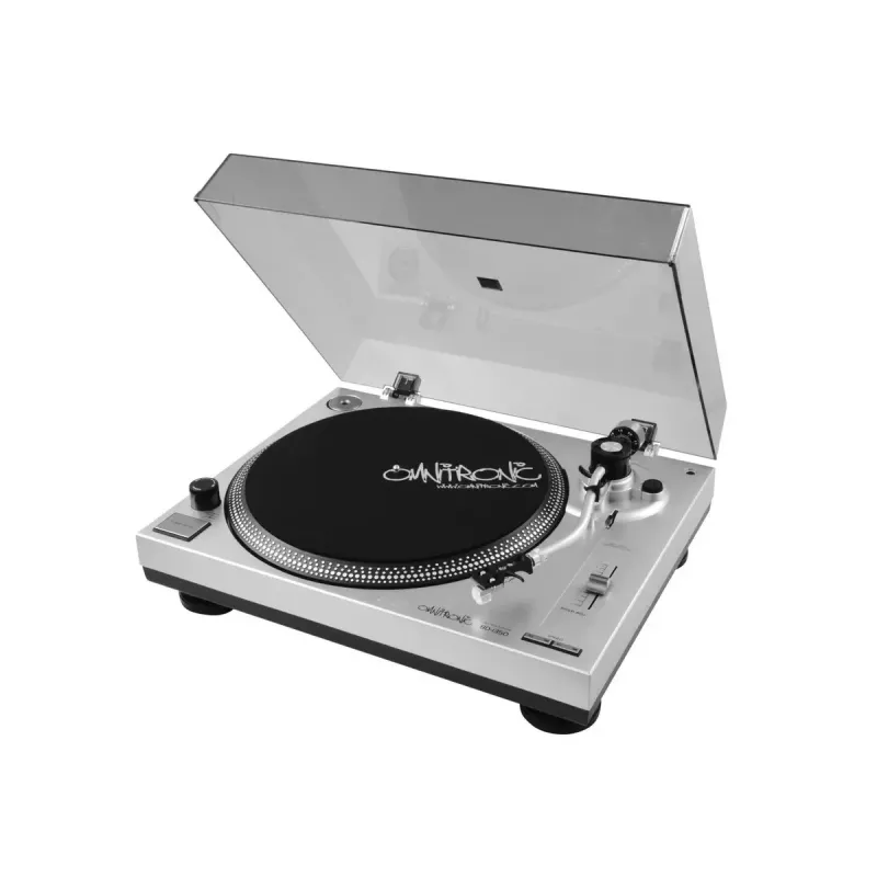 Diržinės pavaros DJ patefonas Omnitronic BD-1350 sidabrinis
