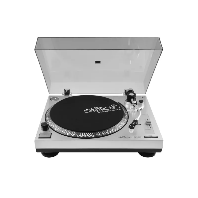 Diržinės pavaros DJ patefonas Omnitronic BD-1350 sidabrinis