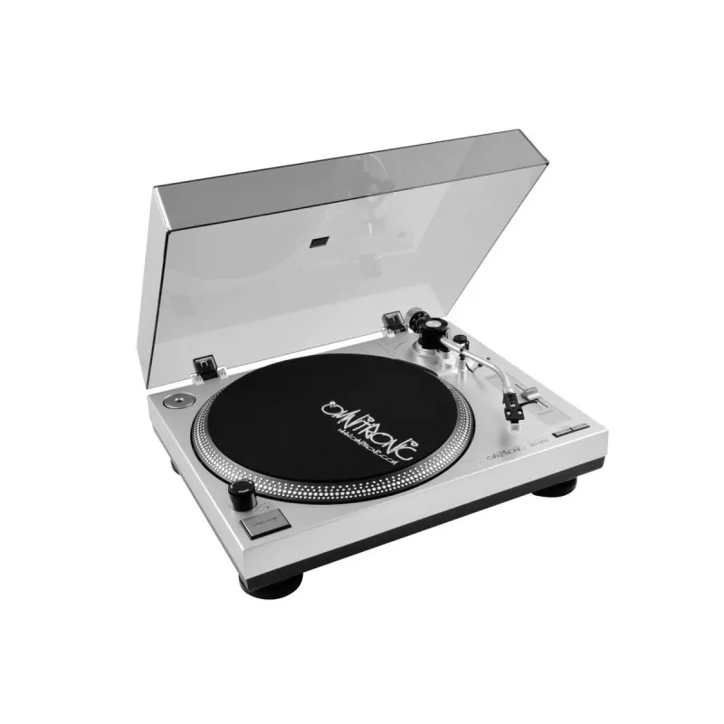 Diržinės pavaros DJ patefonas Omnitronic BD-1350 sidabrinis