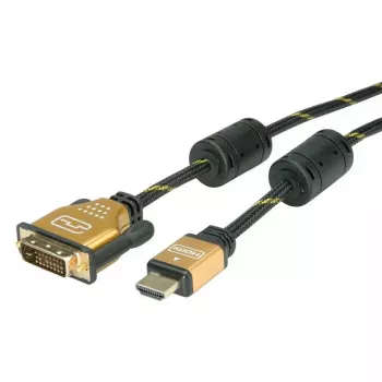 Vaizdo kabelio adapteris ROLINE 11.04.5895 10 m HDMI DVI juoda auksinė
