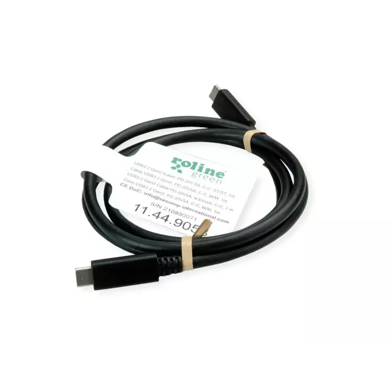 USB laidas ROLINE GREEN 11.44.9056 USB 3.2 Gen 2 1 m USB C juodas