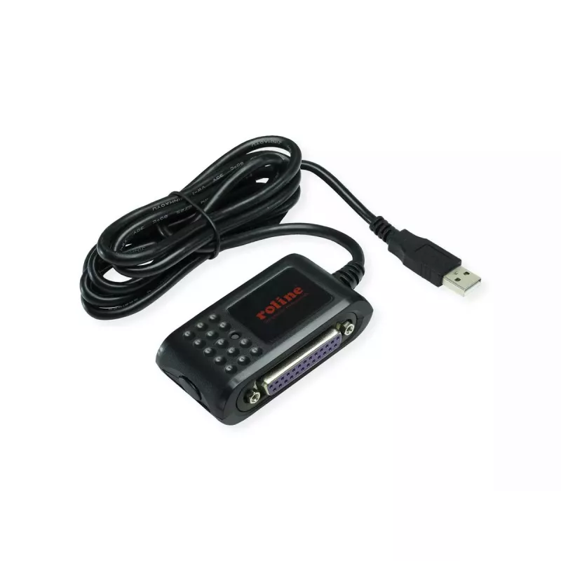 ROLINE 12.02.1017 kabelinis jungčių adapteris USB A RS-232 + DB25, juodas, 1,8 m
