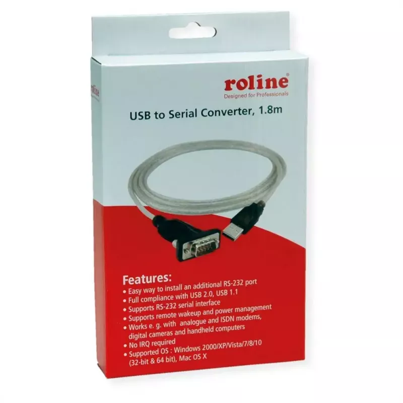 ROLINE 12021163 nuoseklusis kabelis pilkas 1,8 m USB Type-A DB-9