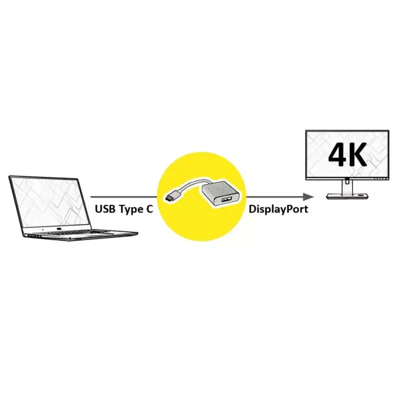 Vaizdo kabelio adapteris ROLINE 12.03.3220 USB Type-C į DisplayPort 0,1 m