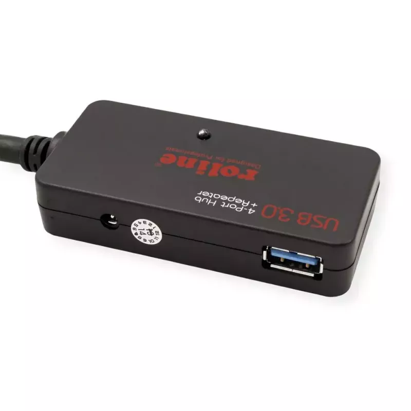 ROLINE USB 3.2 Gen 1 šakotuvas 4 prievadų su kartotuvu juodas 10 m