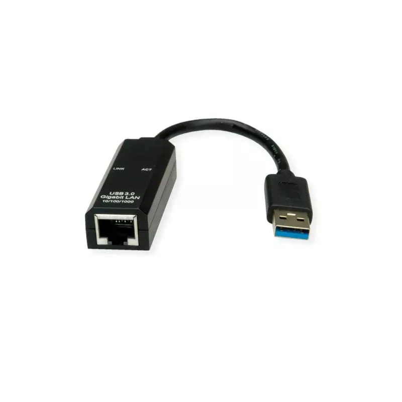USB Type-A į RJ-45 adapteris VALUE 12.99.1119 — juodas, USB-A įvestis, RJ-45 išvestis, kištukas-lizdas, 22×59×16 mm