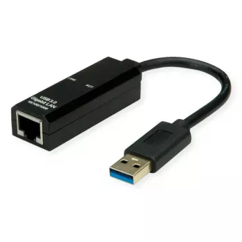 USB Type-A į RJ-45 adapteris VALUE 12.99.1119 — juodas, USB-A įvestis, RJ-45 išvestis, kištukas-lizdas, 22×59×16 mm