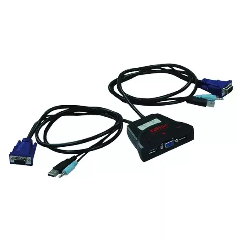 KVM jungiklis ROLINE Star 1 vartotojas 2 kompiuteriai garso USB