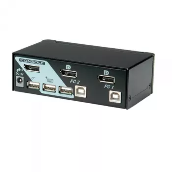 KVM jungiklis ROLINE 1 naudotojui 2 kompiuteriams DisplayPort su USB šakotuvu