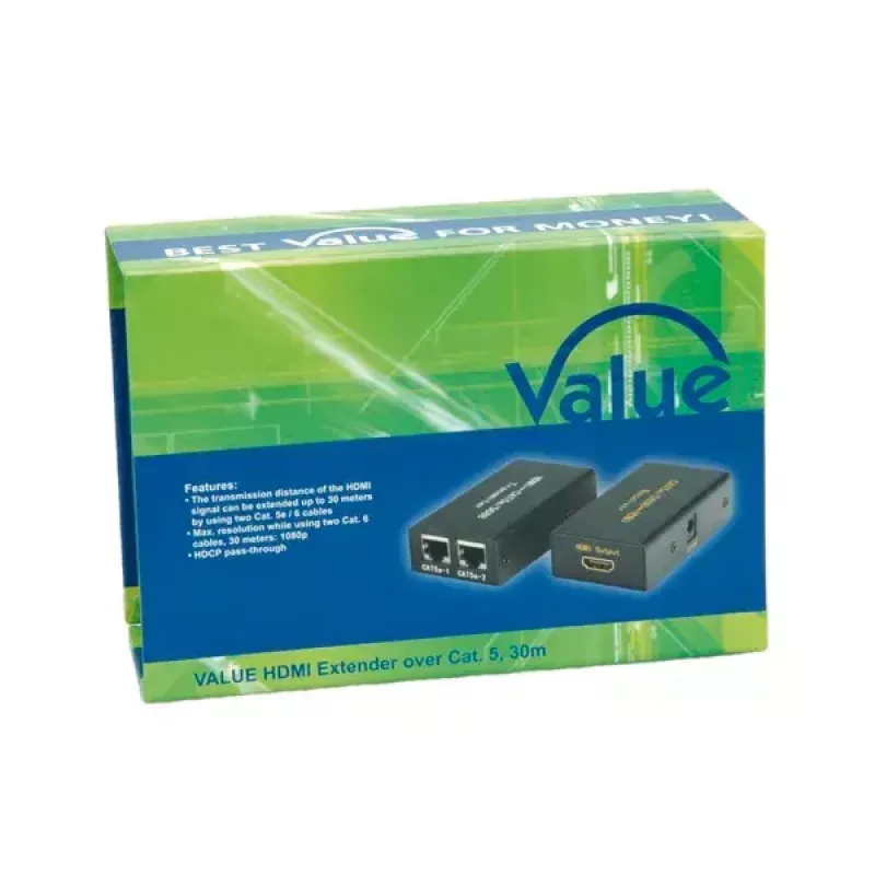 AV siųstuvas ir imtuvas VALUE HDMI prailgiklis per vytos poros kabelį 25 m