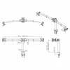 VALUE Triple LCD Arm Desk Clamp Juoda — 3-ekrano monitoriaus laikiklis, reguliuojamas